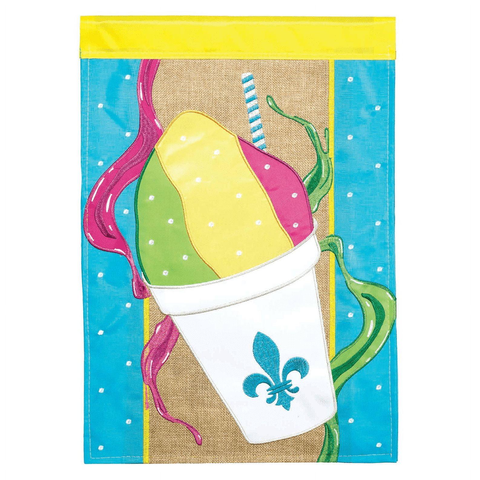 Magnolia Gardens M011336 13 x 18 in. Double Applique Snoballs Y All Burlap Garden Flag