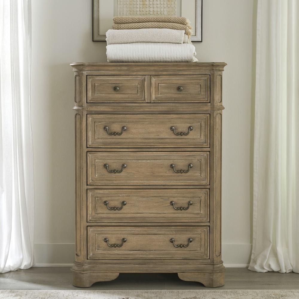 Weathered Bisque 5-Drawer Vertical Chest with Felt Lined Drawer