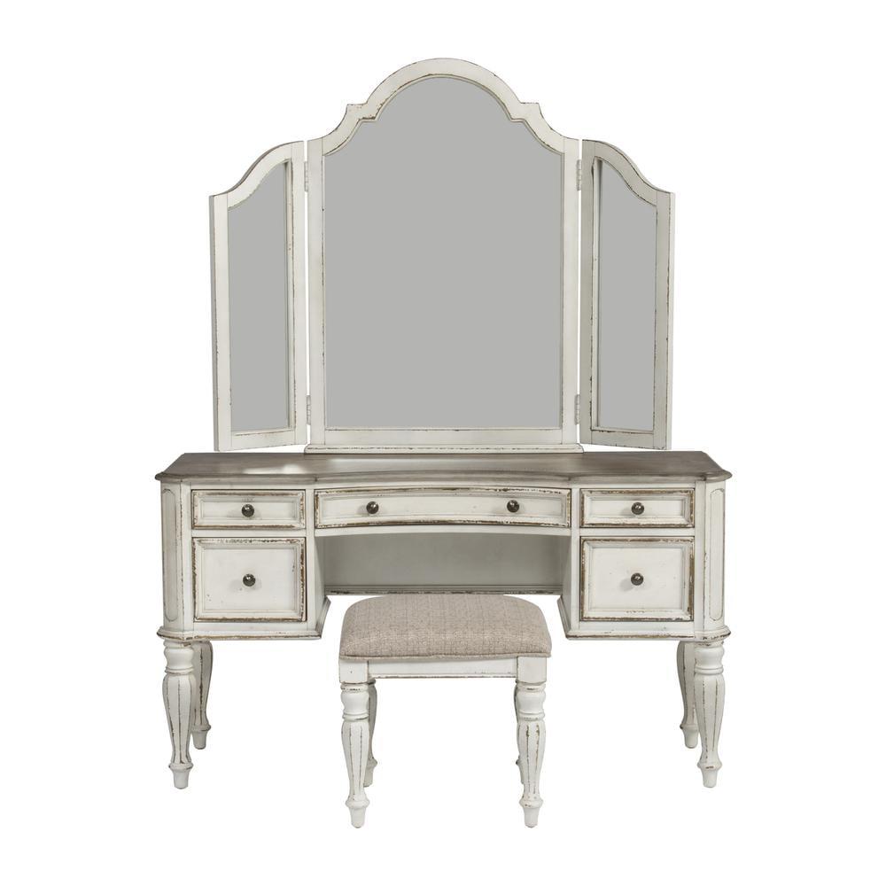 Magnolia Manor White and Brown 3-Piece Vanity Set