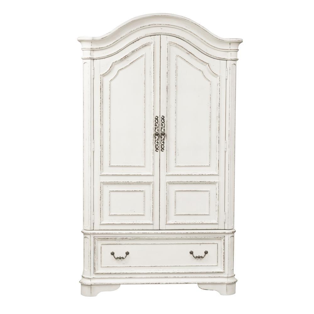 Antique White Traditional Magnolia Manor Armoire with Drawer