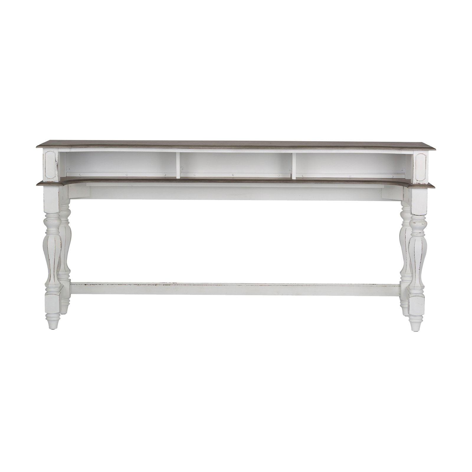 Magnolia Manor Traditional White Oak Console Bar Table with Storage