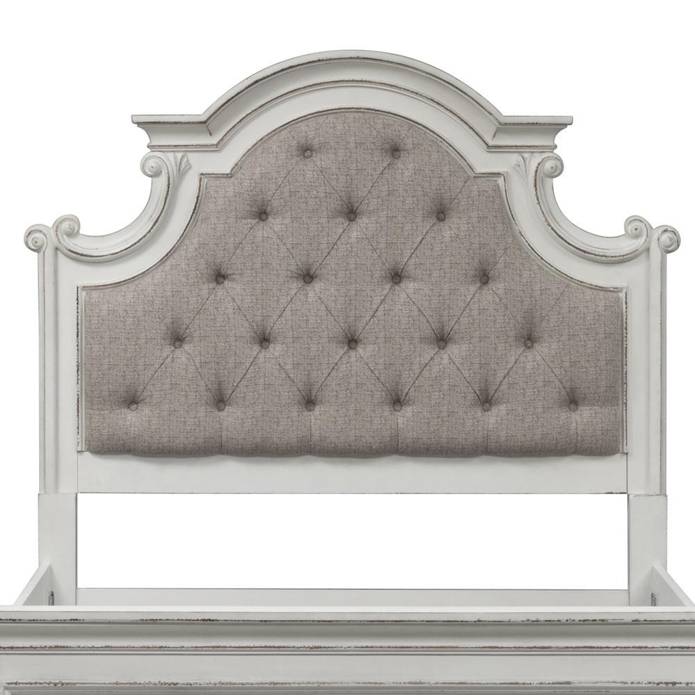 Antique White King Tufted Upholstered Wood Headboard