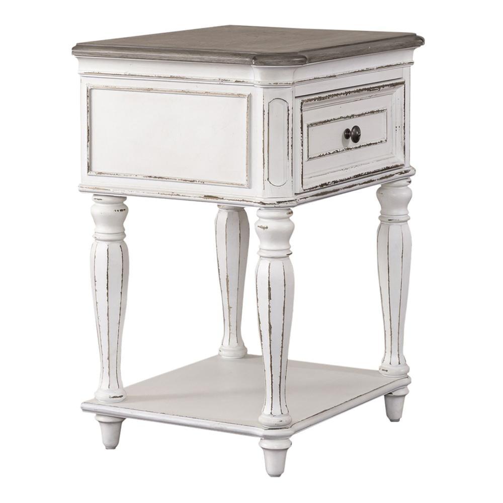 Antique White Traditional Nightstand with Drawer and Shelf