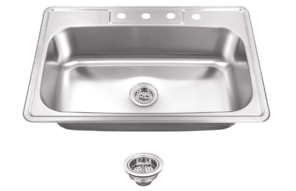 33" Brushed Stainless Steel Drop-In Single Bowl Kitchen Sink