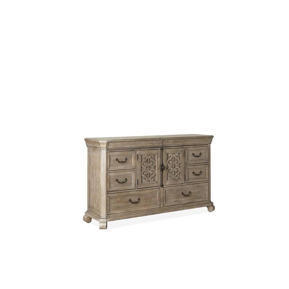 Gray Pine 8-Drawer Dresser with Felt Lined Drawer