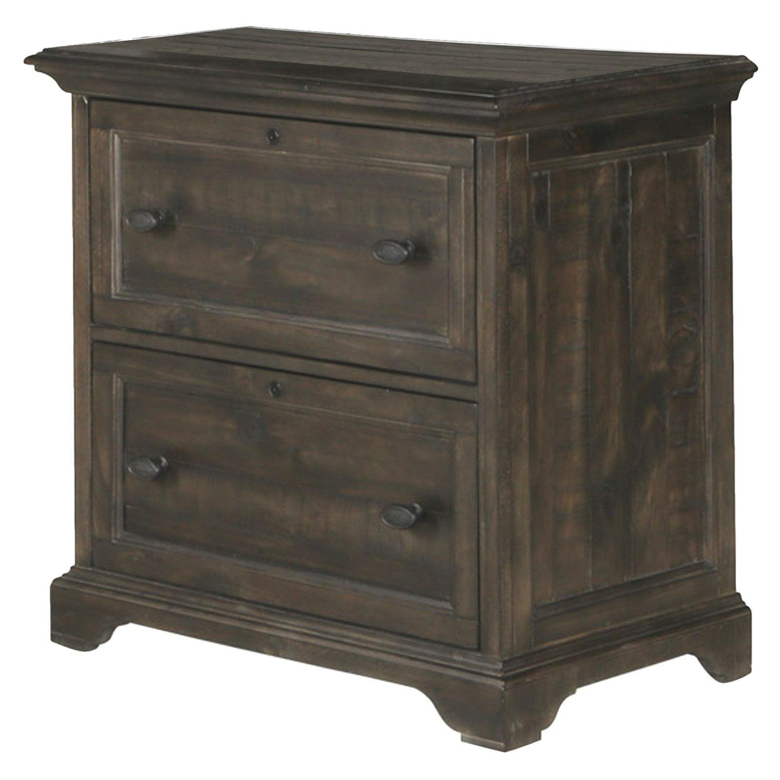 Transitional 2-Drawer Lockable Brown File Cabinet for Legal Size