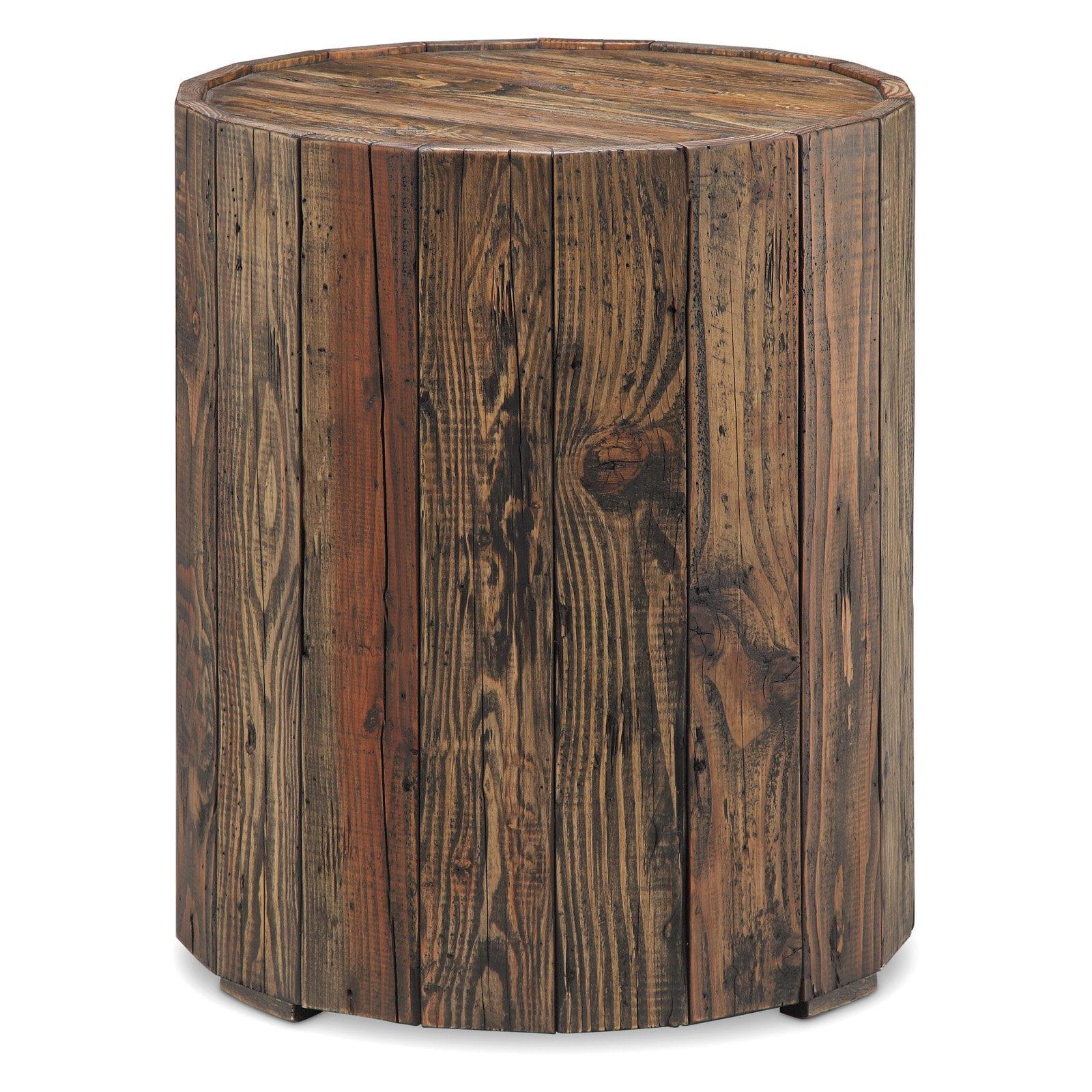 Rustic Pine 20" Round Wood & Metal End Table