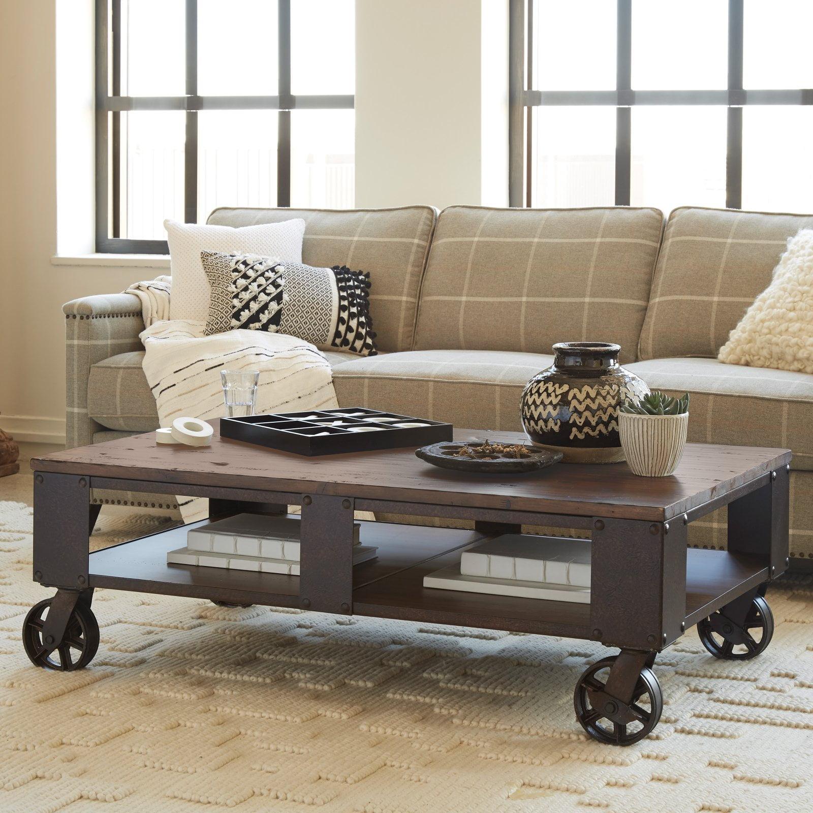 Brooklyn Loft 52'' Black and Brown Industrial Coffee Table