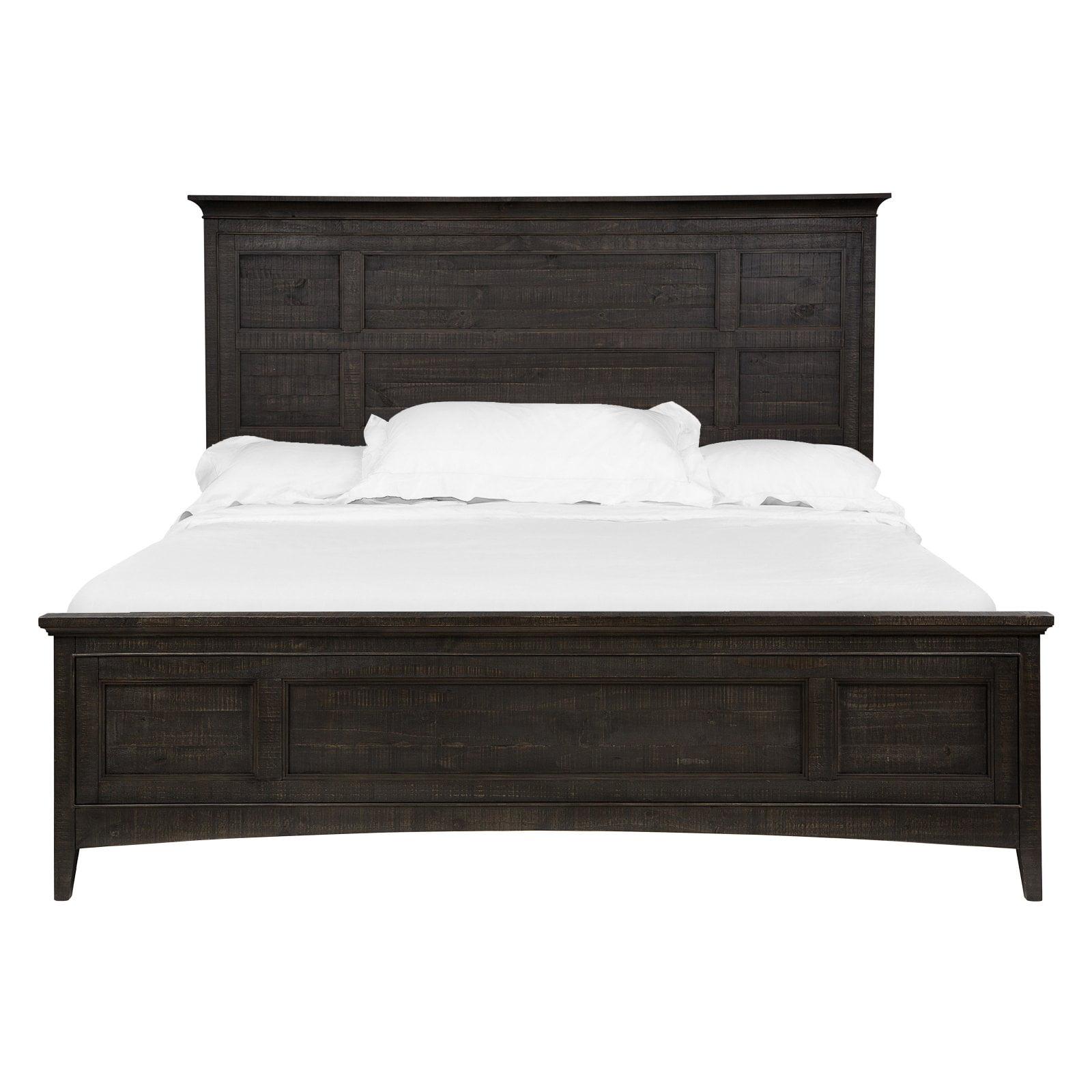 Graphite Pine Queen Panel Bed with Storage Drawers