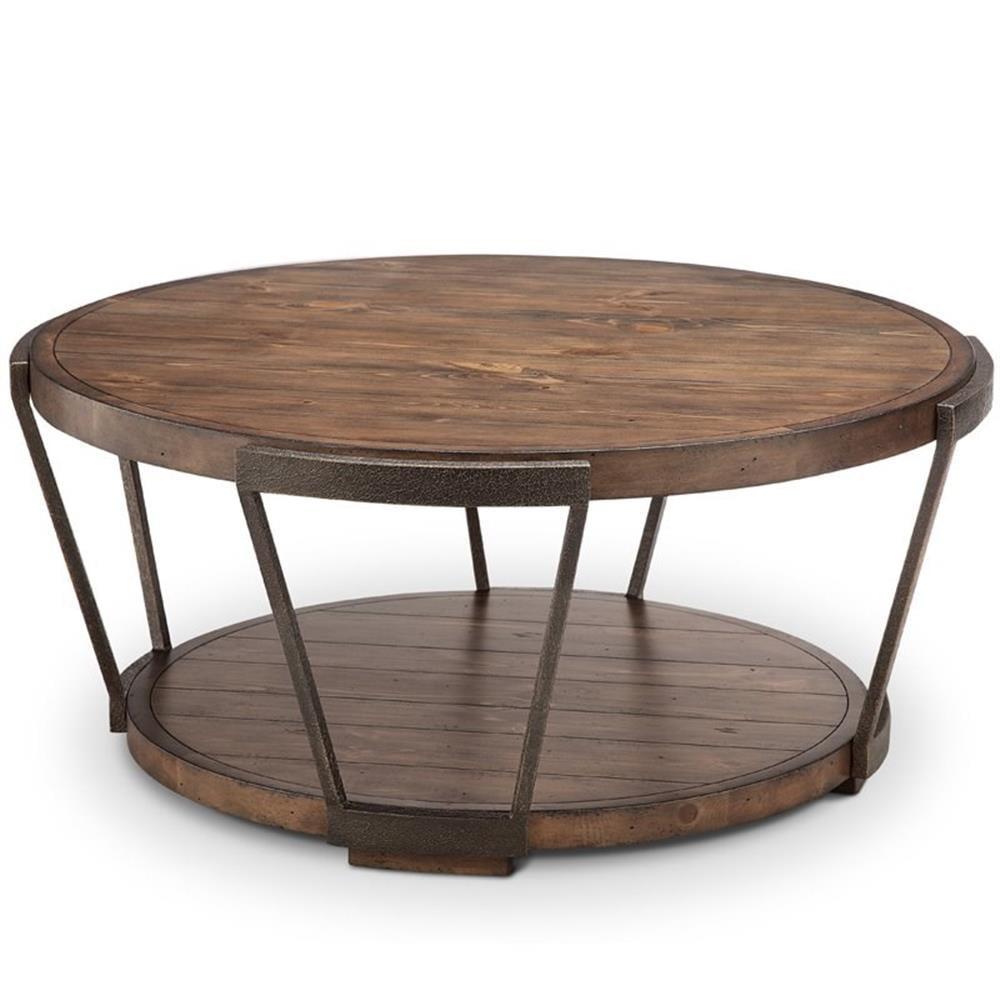 Yukon 40'' Round Bourbon Wood & Aged Iron Outdoor Coffee Table