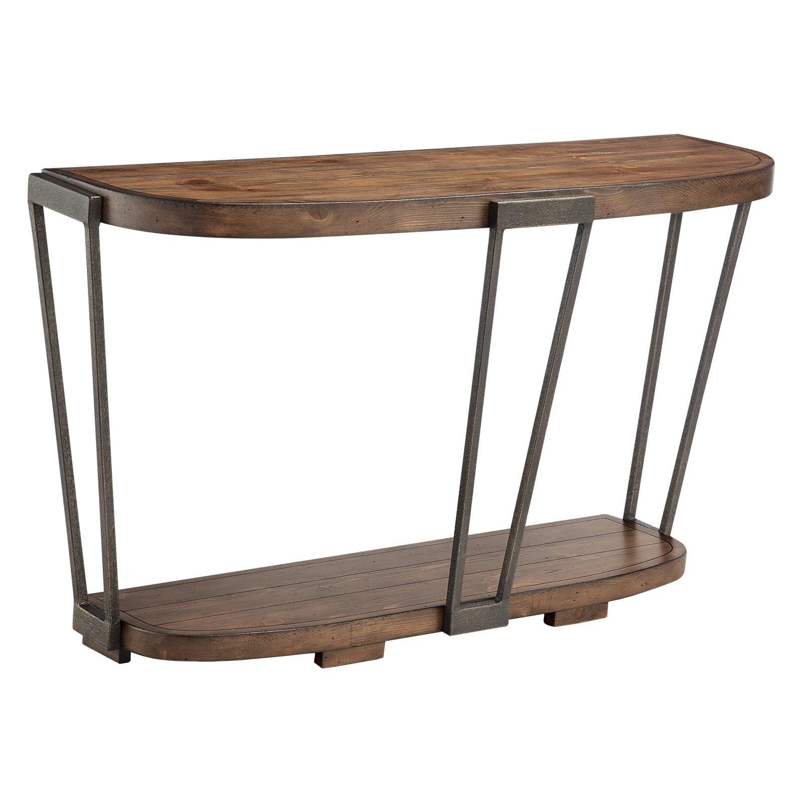 Yukon 48'' Black and Brown Industrial Demilune Entryway Table