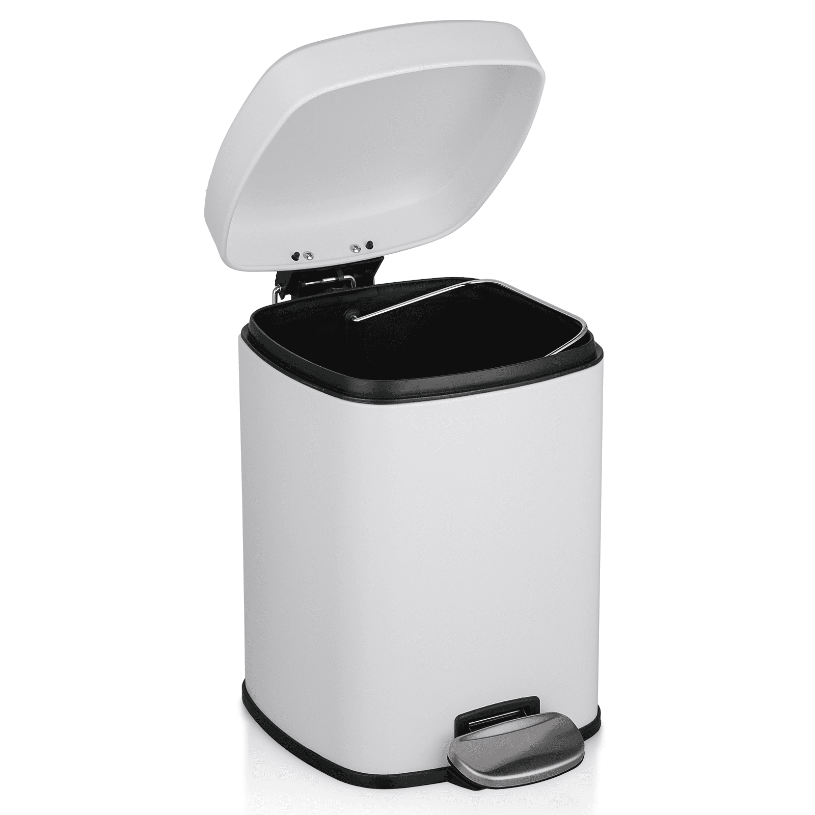 White Galvanized 1.6 Gallon Step Trash Can with Pedal