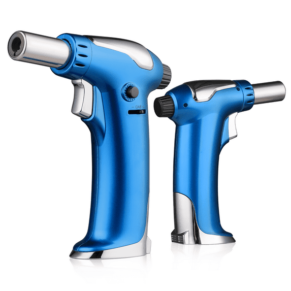 Magshion 2 Pack Butane Torch, Butane Lighter for Cooking with Adjustable Flame, Refillable Kitchen Torch & Cooking Torch for Creme Brule & Baking, Blue (Butane Gas Not Included)