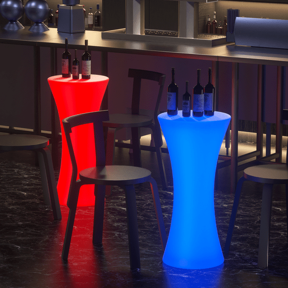 Magshion Mesa de Cóctel LED Brillante de 23 Pulgadas con Control Remoto, Mesa de Pub con Luz Que Cambia de Colores Recargable para Fiesta de Café en el Club Nocturno