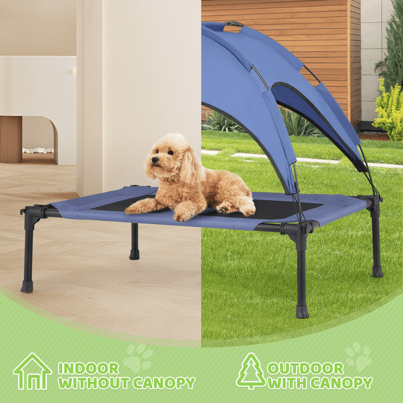 Tucker Murphy Pet™ Elevated Dog Bed With Canopy, Outdoor Dog Cot With Removable Canopy Shade Tent, Raised Pet Cot