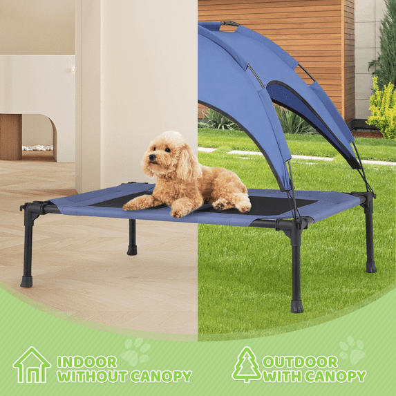 Tucker Murphy Pet™ Elevated Dog Bed With Canopy, Outdoor Dog Cot With Removable Canopy Shade Tent, Raised Pet Cot