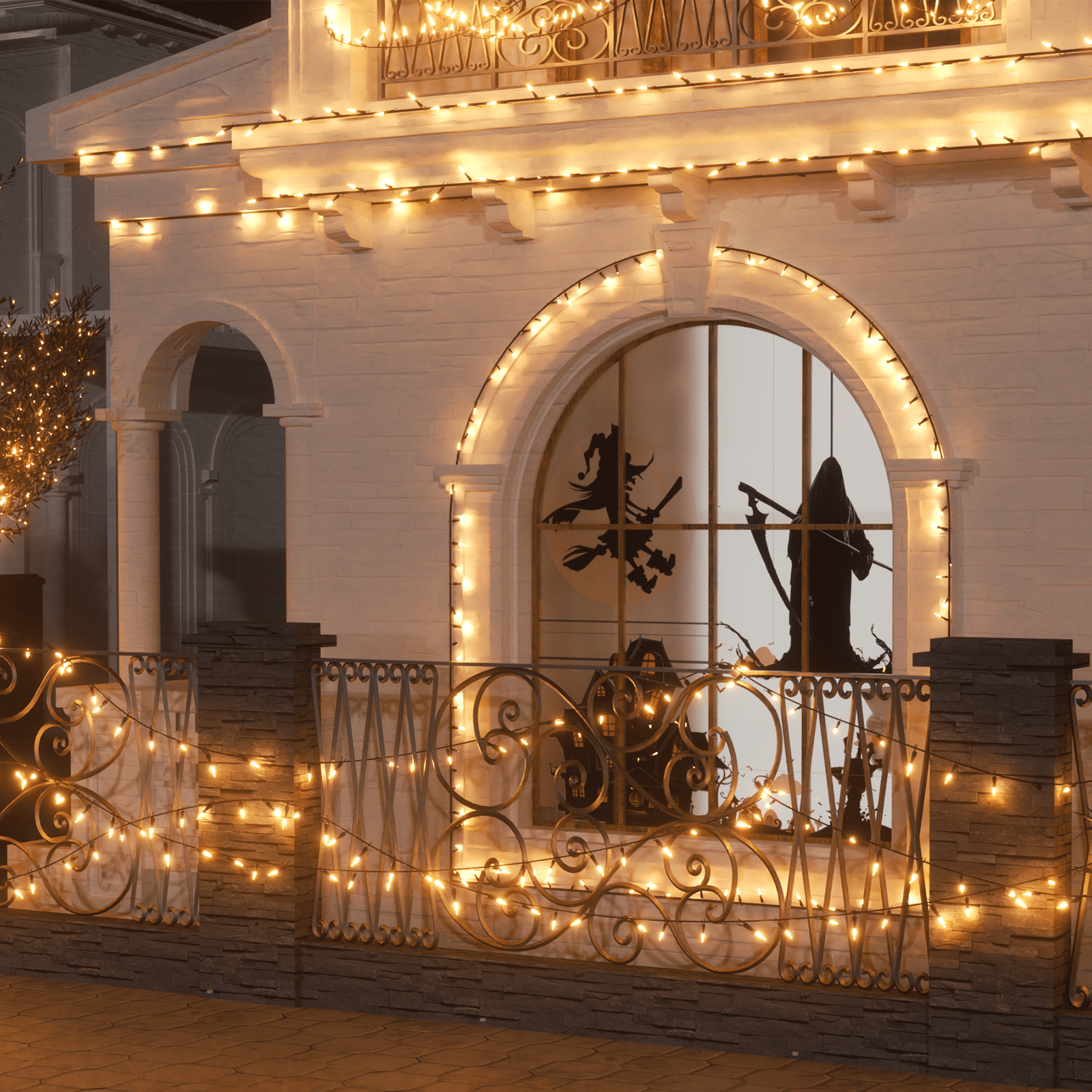 Bring Home Furniture 516" Halloween & Christmas Decorative 100-Bulb LED String Lights, Outdoor Waterproof, Reusable