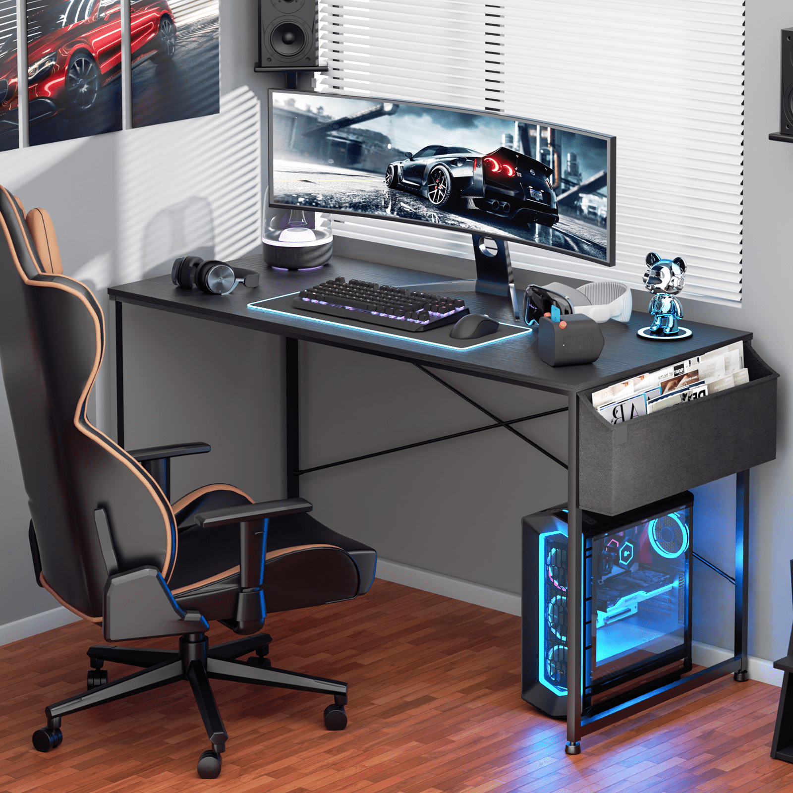 17 Stories Office Desk Computer Desk Adjustable Table Feet with Additional Storage Bag