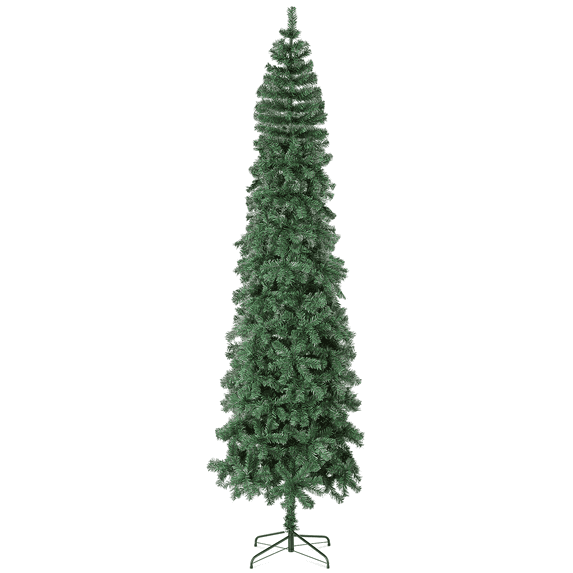 Costway 9Ft PVC Artificial Pencil Christmas Tree Slim Stand Green