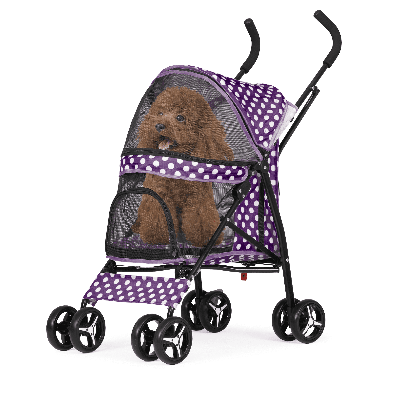 Magshion Foldable Lightweight Pet Trolley for Pet Cats & Dogs, 4 Wheel, Purple with White Polka Dots