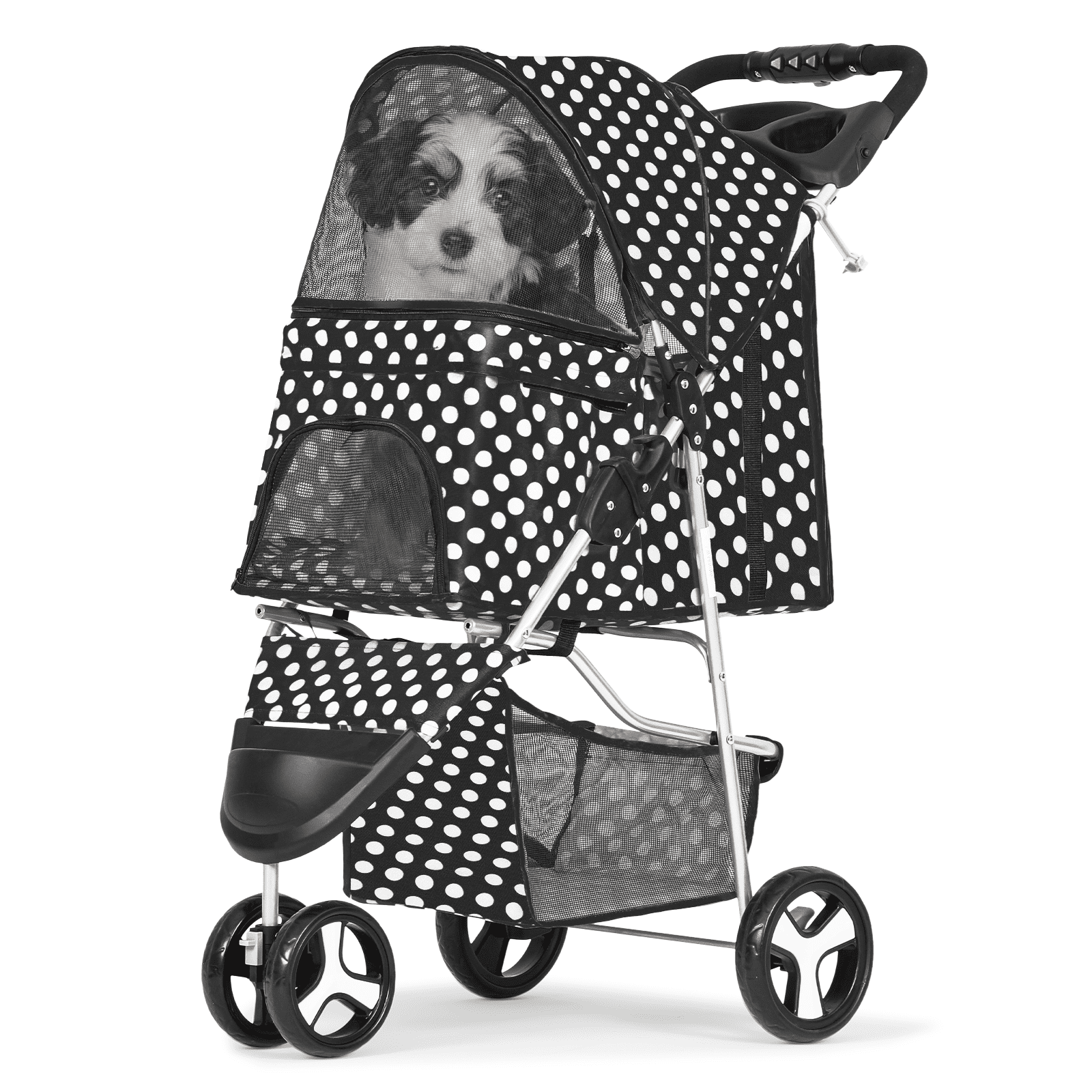 Pet Stroller Dog Cat Stroller Foldable Stroller With Adjustable Canopy