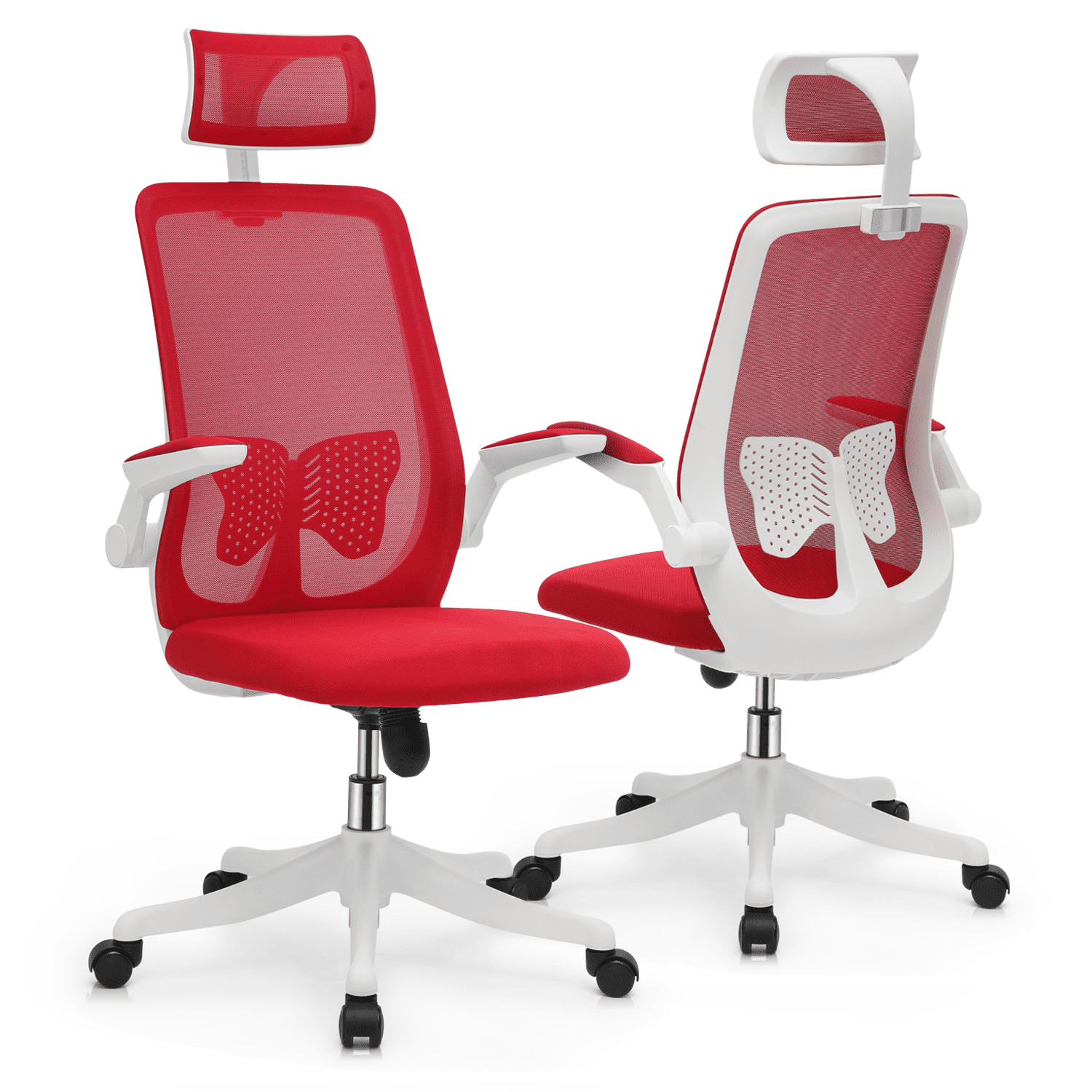 Bring Home Furniture Adjustable High-Back Office Swivel Chair, Ergonomic Mesh Seat with Headrest, Armrests, and Lumbar Support for Home Office Use (Set of 2)