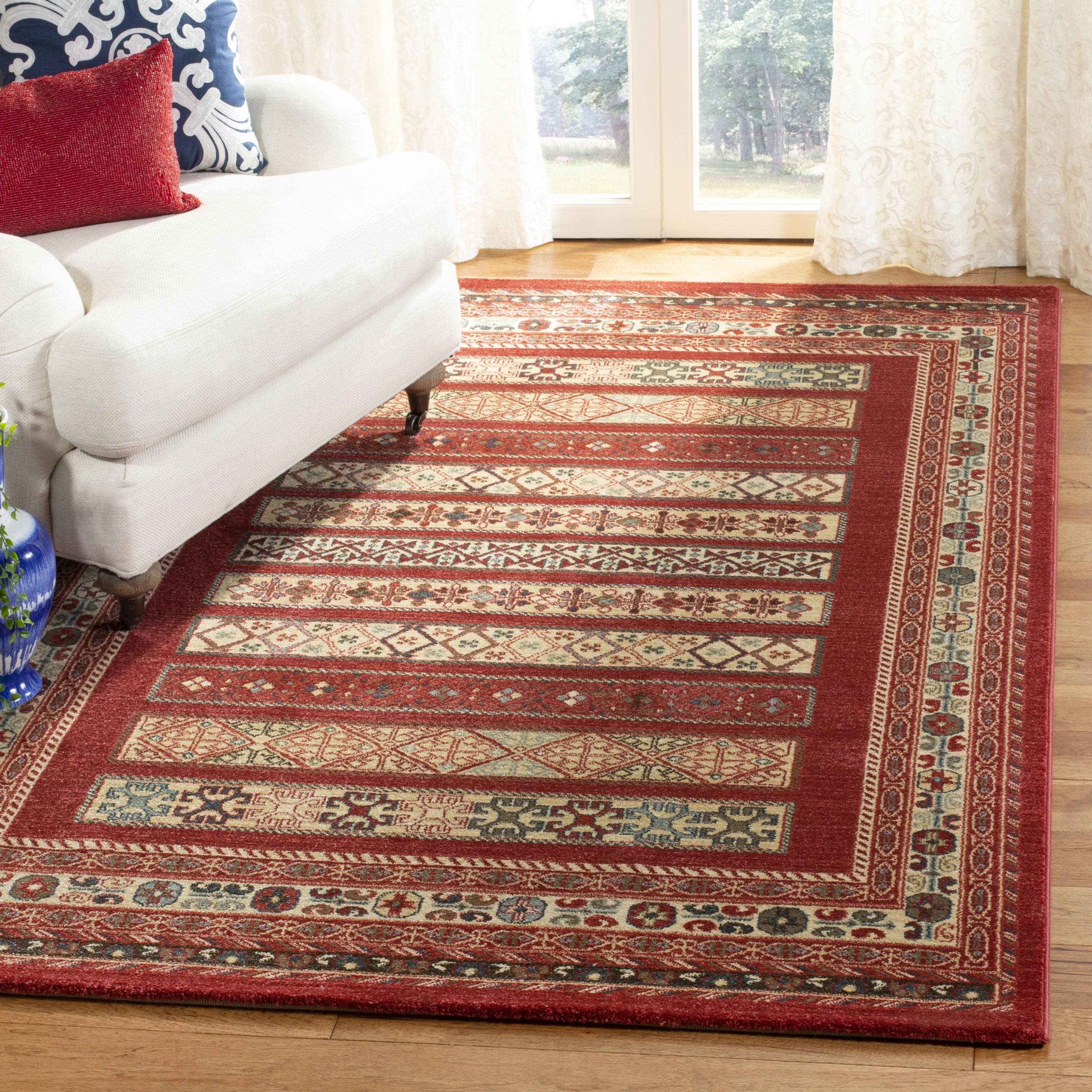 Elegant Mahal Red and Cream 4' x 5'7" Synthetic Area Rug