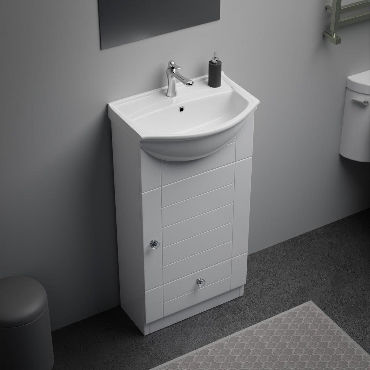 The Renovators Supply Inc. 13.5'' White U-Shaped Bathroom Sink with Faucet and Overflow