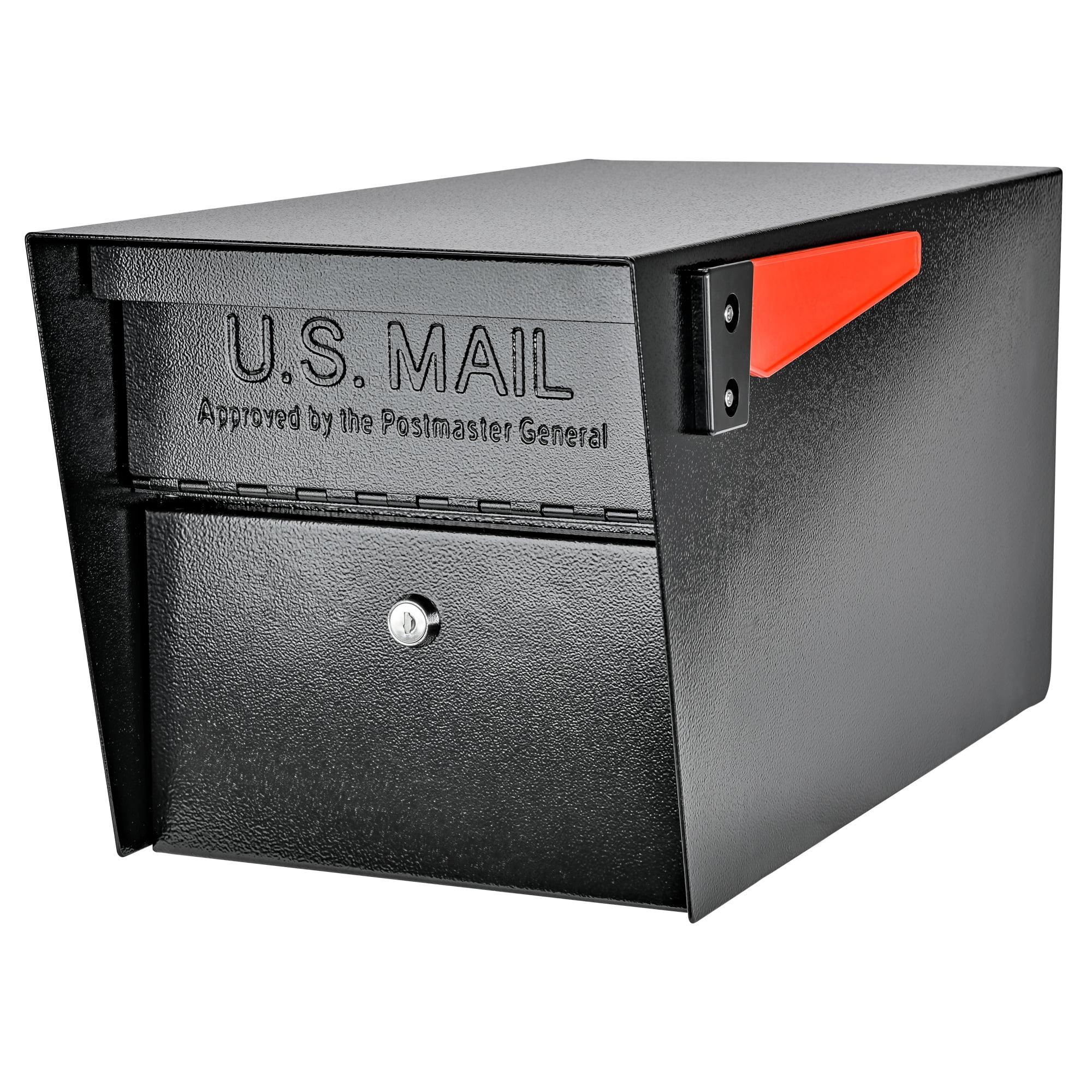 Black Steel Locking Post Mount Mailbox