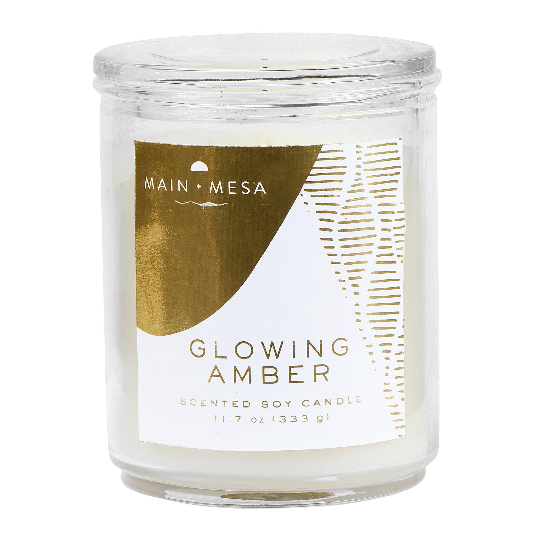 Main + Mesa Lidded Glass Candle, Glowing Amber