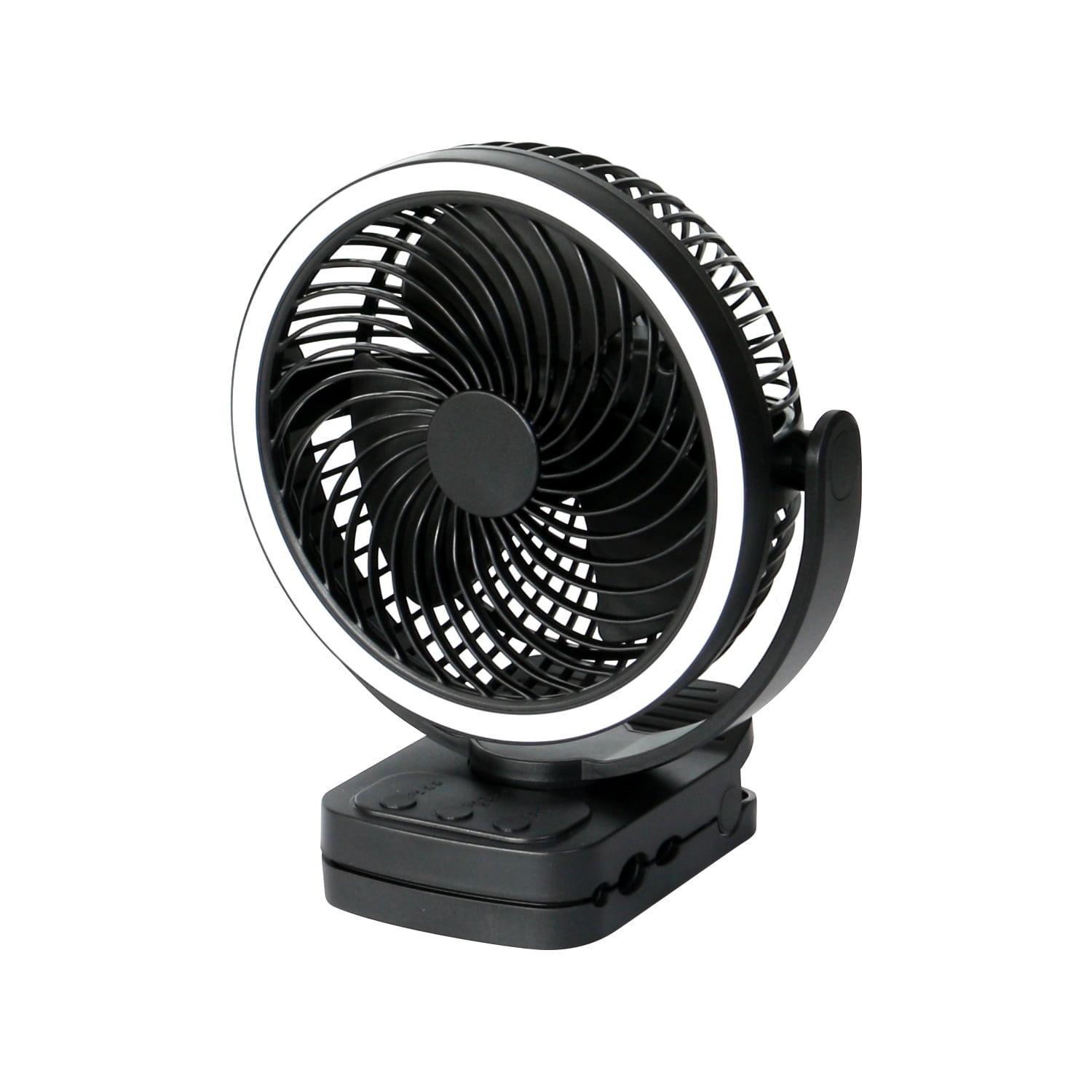 Mainstay 7 "Rechargeable USB Clip and Table Fan with LED Black