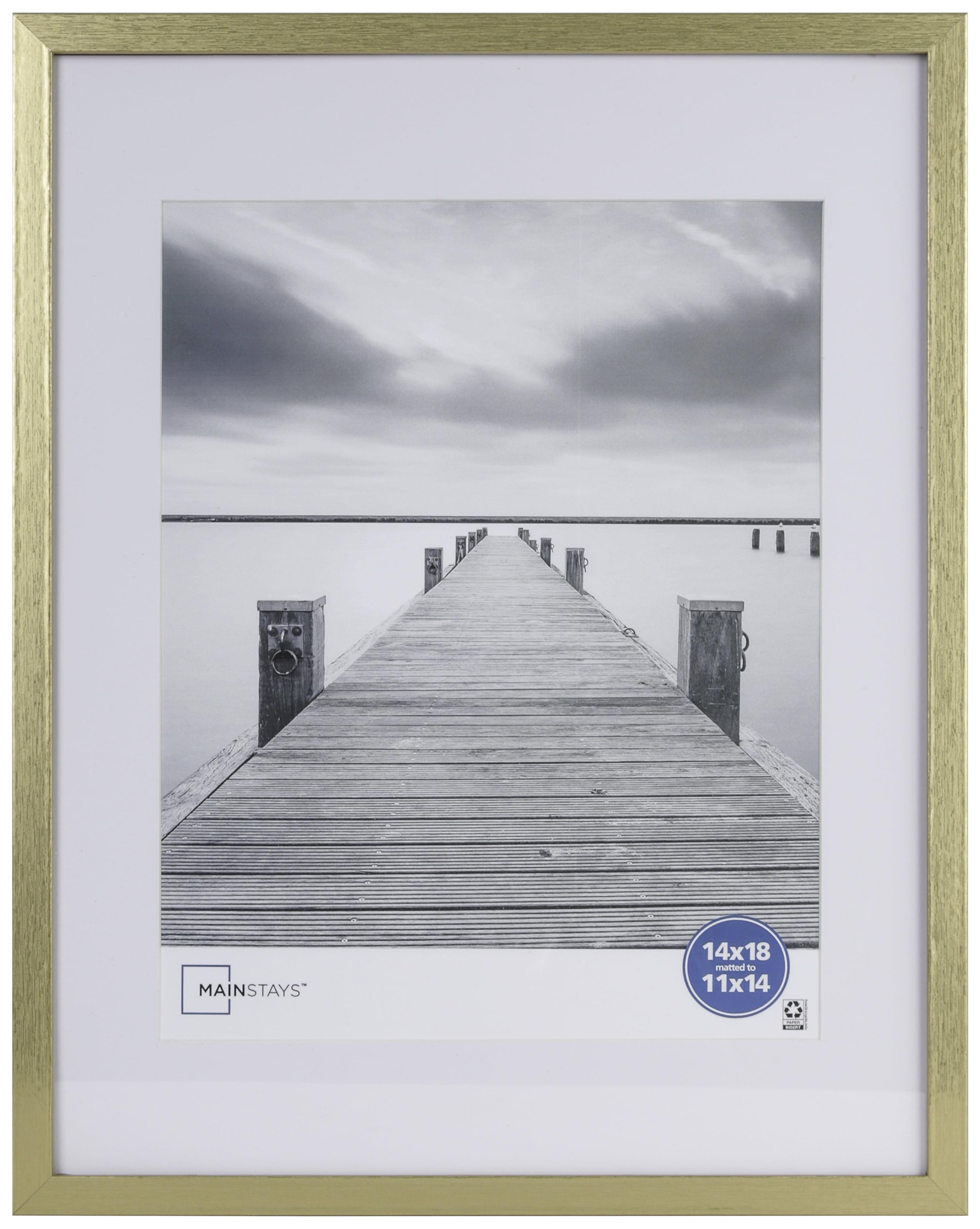 Mainstays 14x18 Matted to 11x14 Linear Gold Gallery Picture Frame