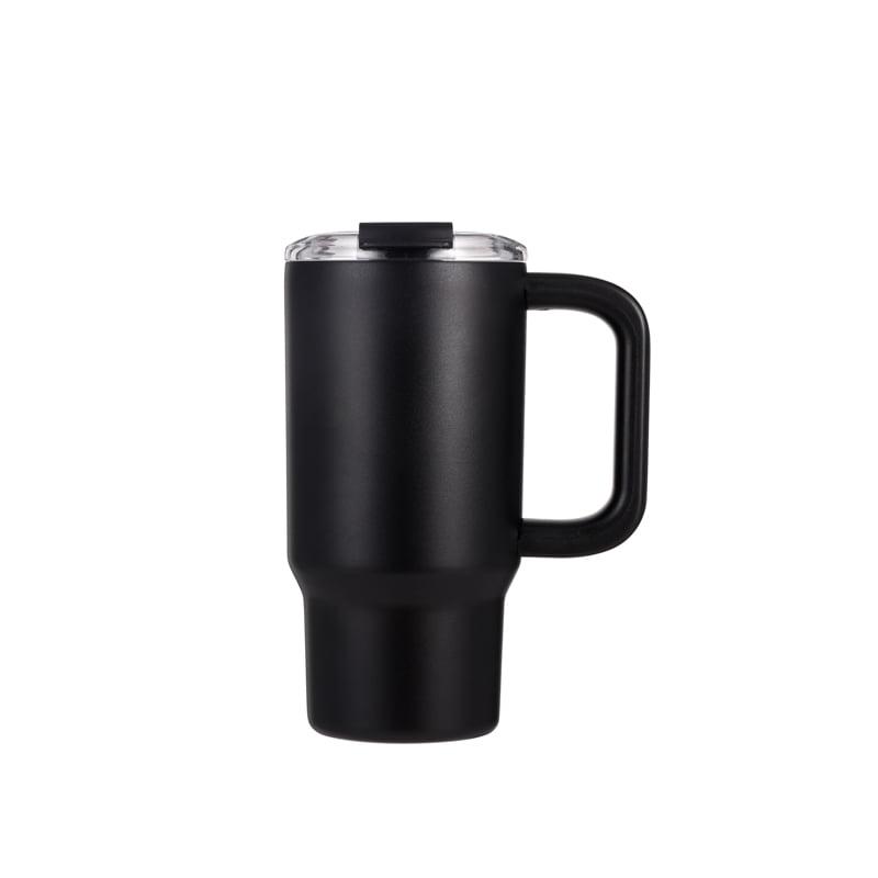 Mainstays 18 oz Black Double Wall Stainless Steel Tumbler with Handle, Flip Lid