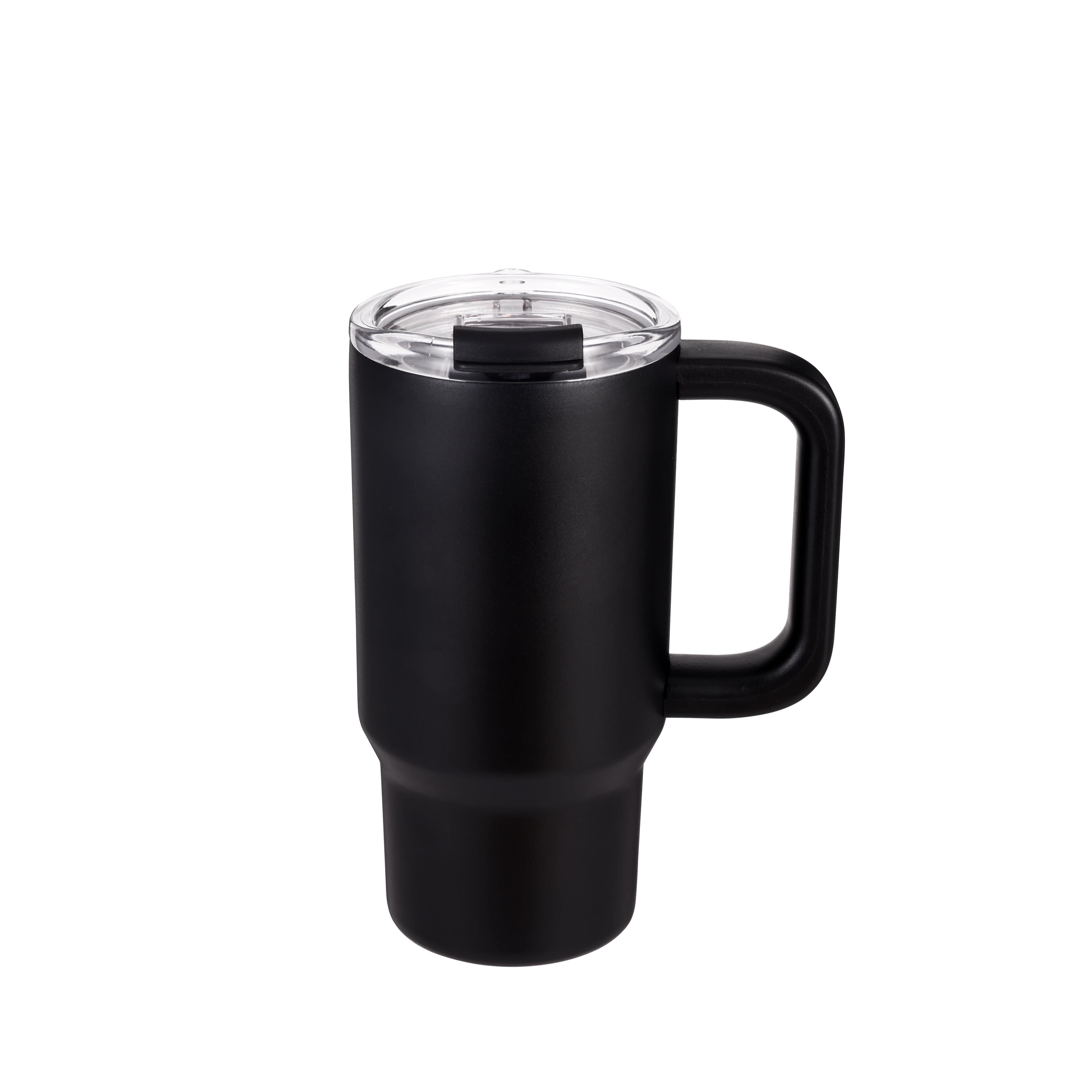 Mainstays 18 oz Black Double Wall Stainless Steel Tumbler with Handle, Flip Lid