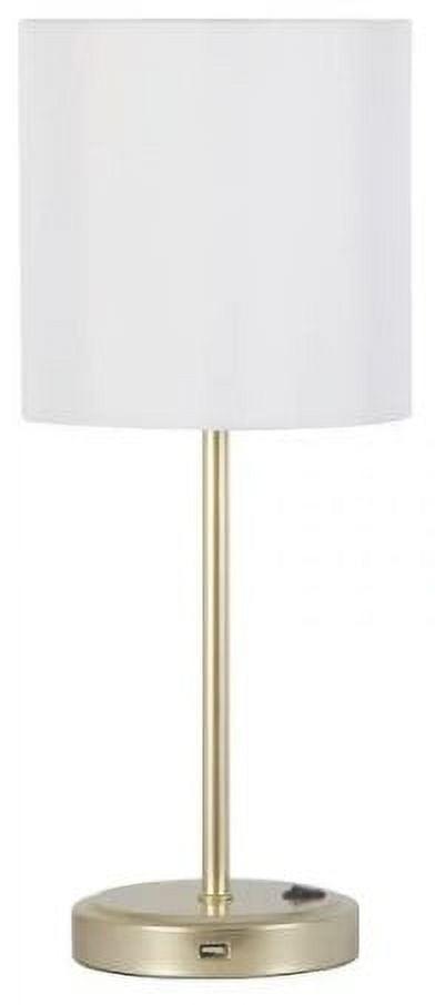 Mainstays 19" Height Gold Finish Metal Material Stick Lamp with USB Port, Modern, Office and Dorm
