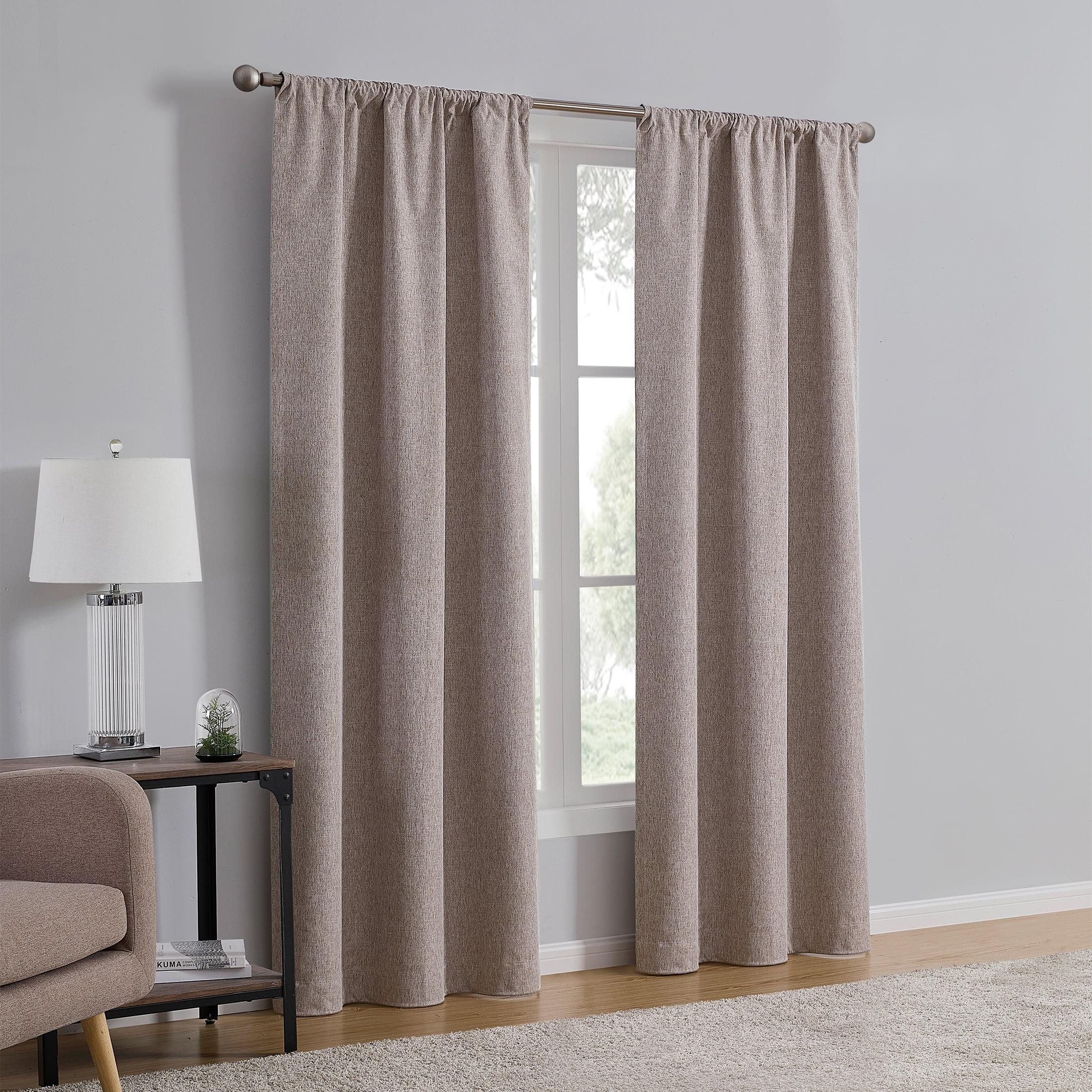 Mainstays Linen Look Blackout Curtain Panel Pair, Set of 2, Brown, 37"W x 84"L