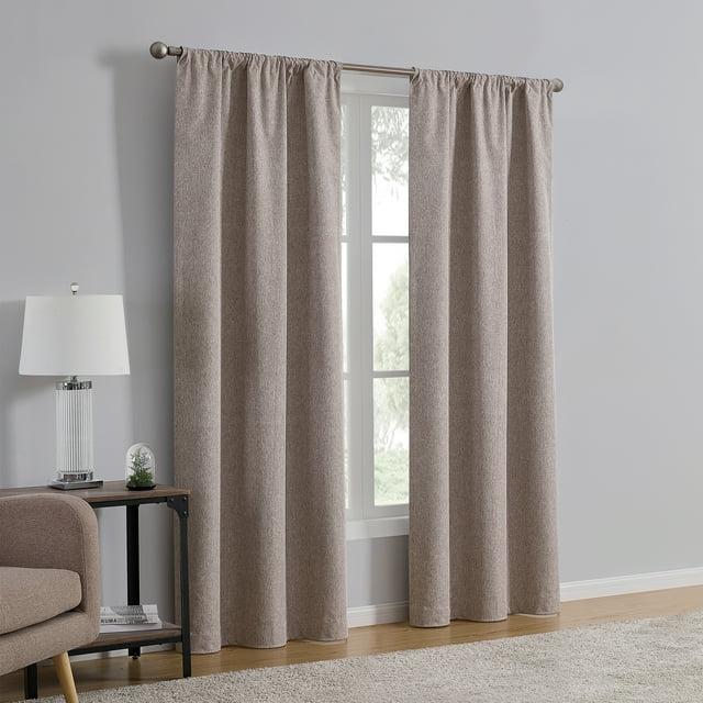 Mainstays Linen Look Blackout Curtain Panel Pair, Set of 2, Brown, 37"W x 84"L