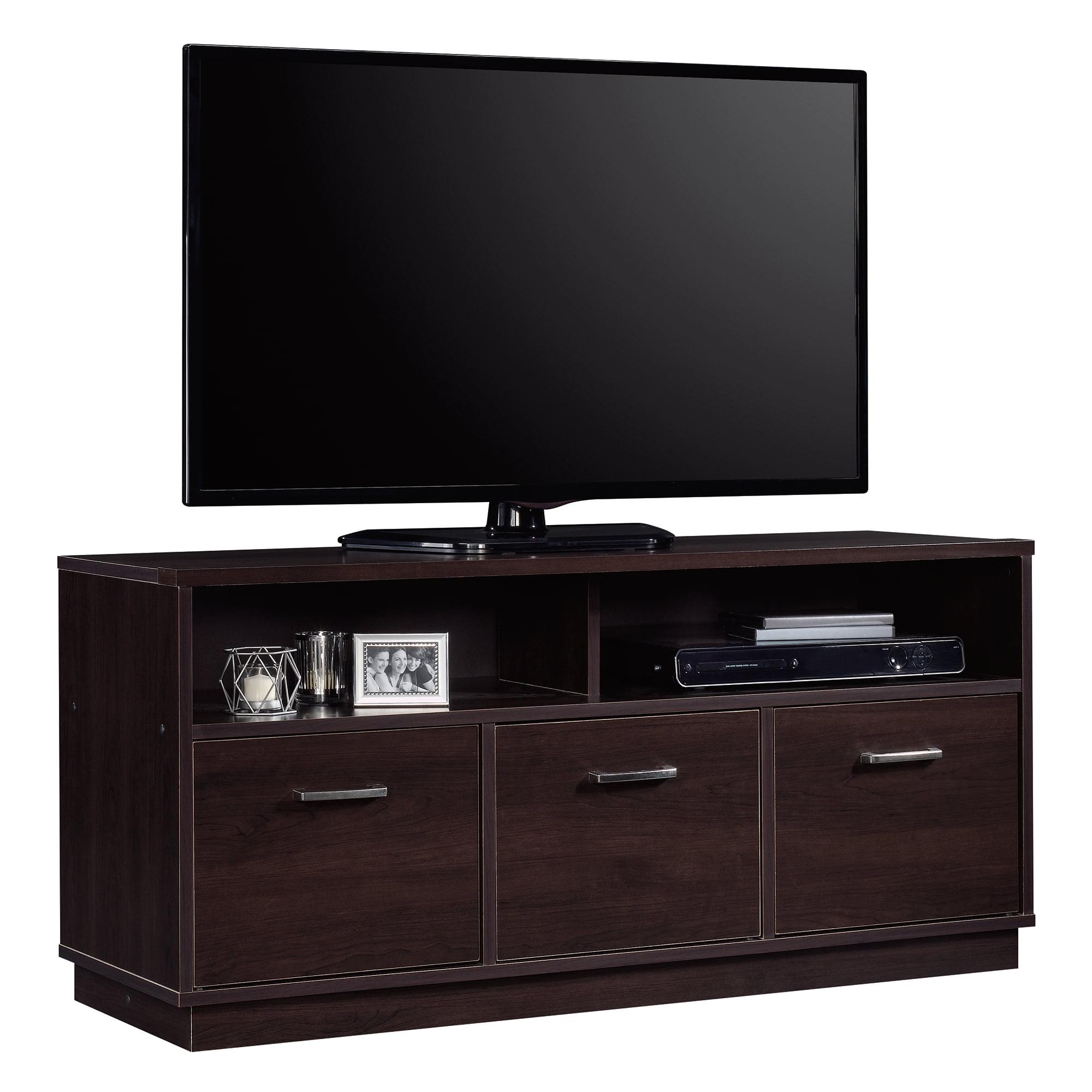 Espresso Finish 3-Door TV Stand Console with Shelves and Drawers