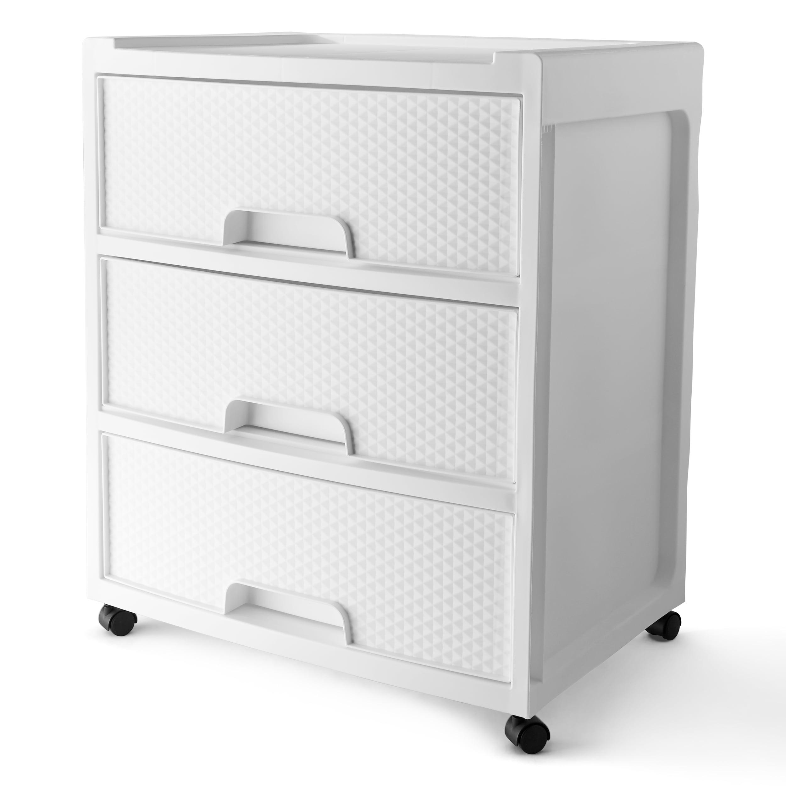 Arctic White Plastic 3-Drawer Rolling Storage Cart