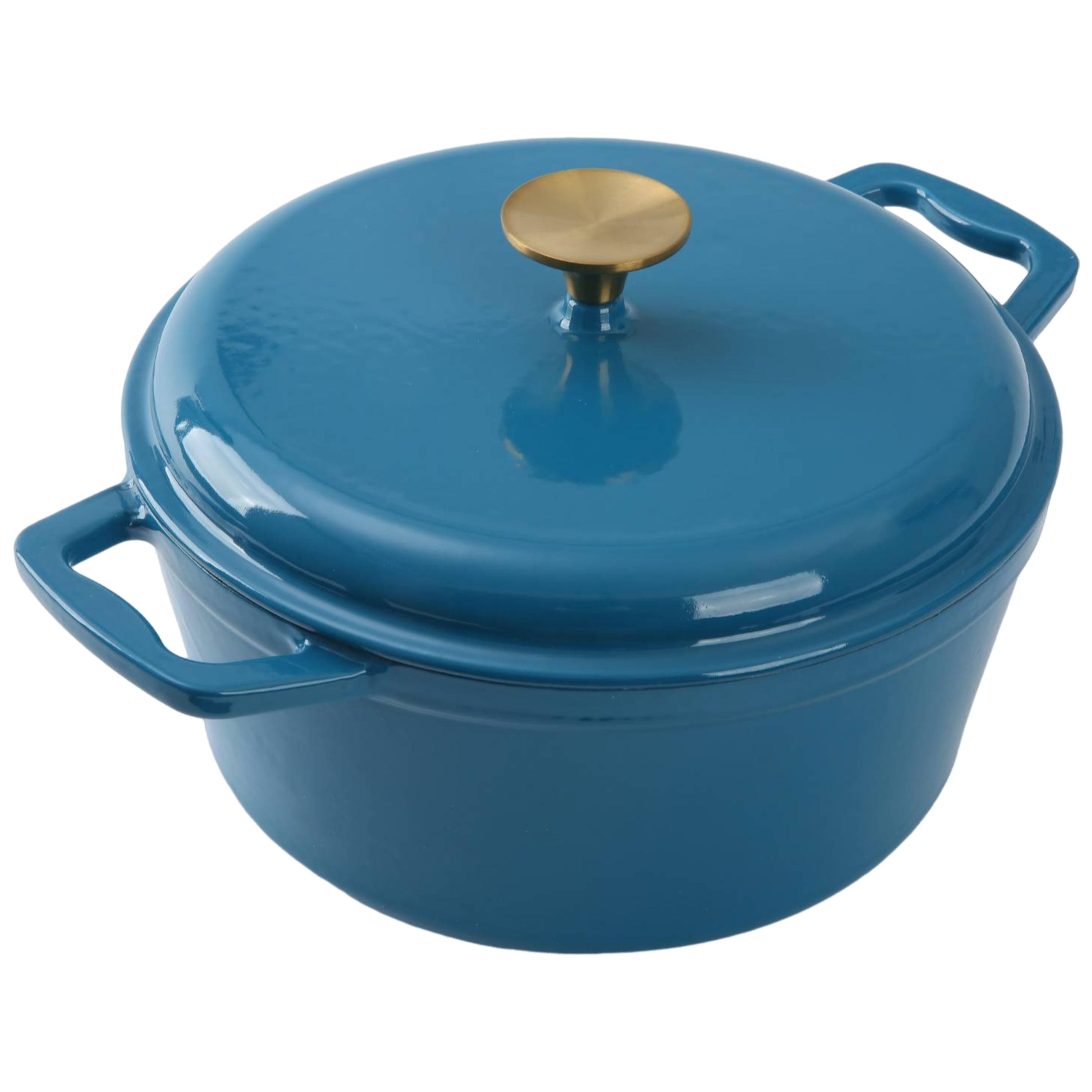 Blue 4.75 Quart Enameled Cast Iron Dutch Oven with Lid