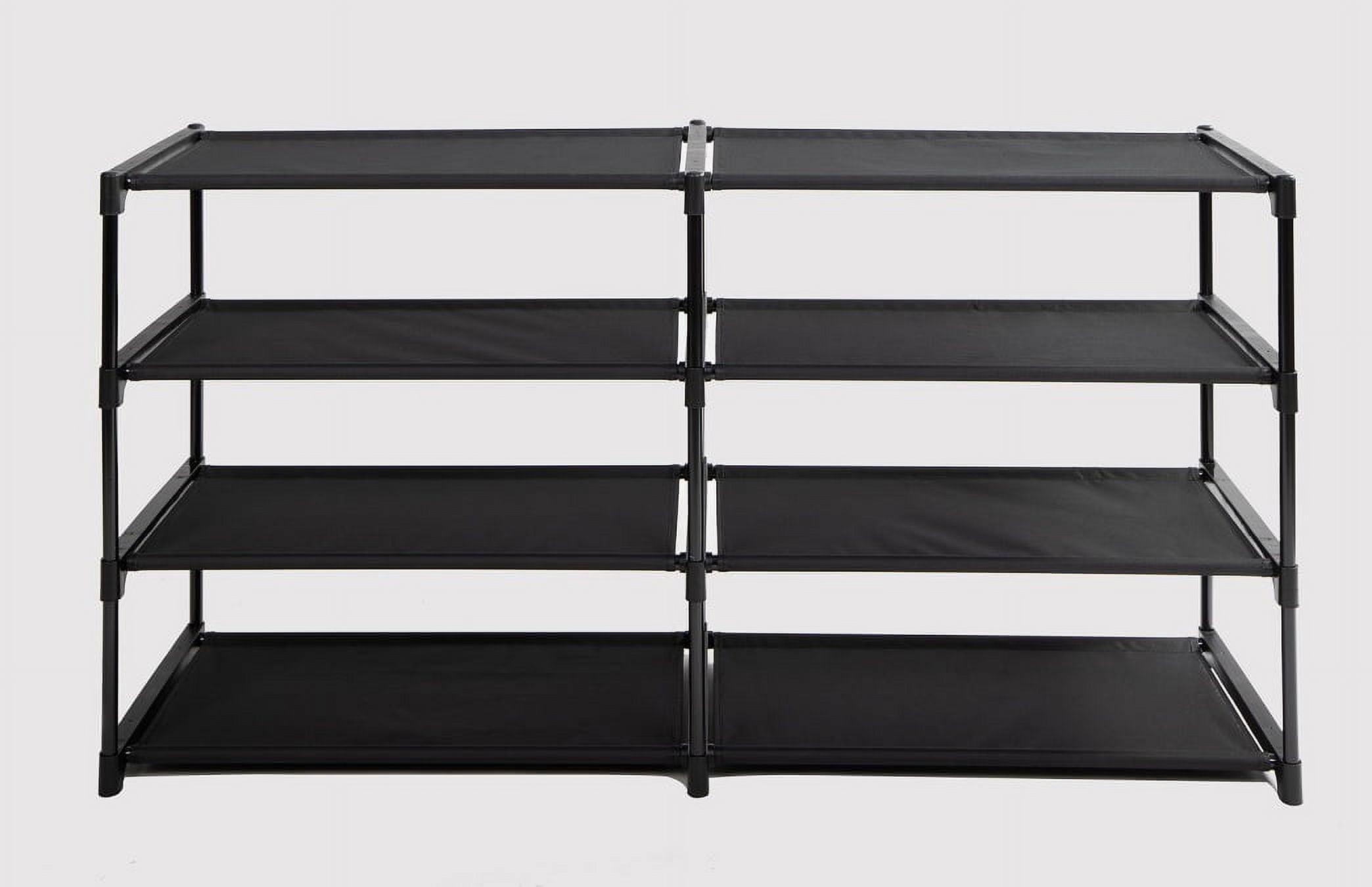 Mainstays 4-Tier Shoe Rack Storage Organizer, Rich Black, 24 Pairs, Iron Poles & Plastic Connectors