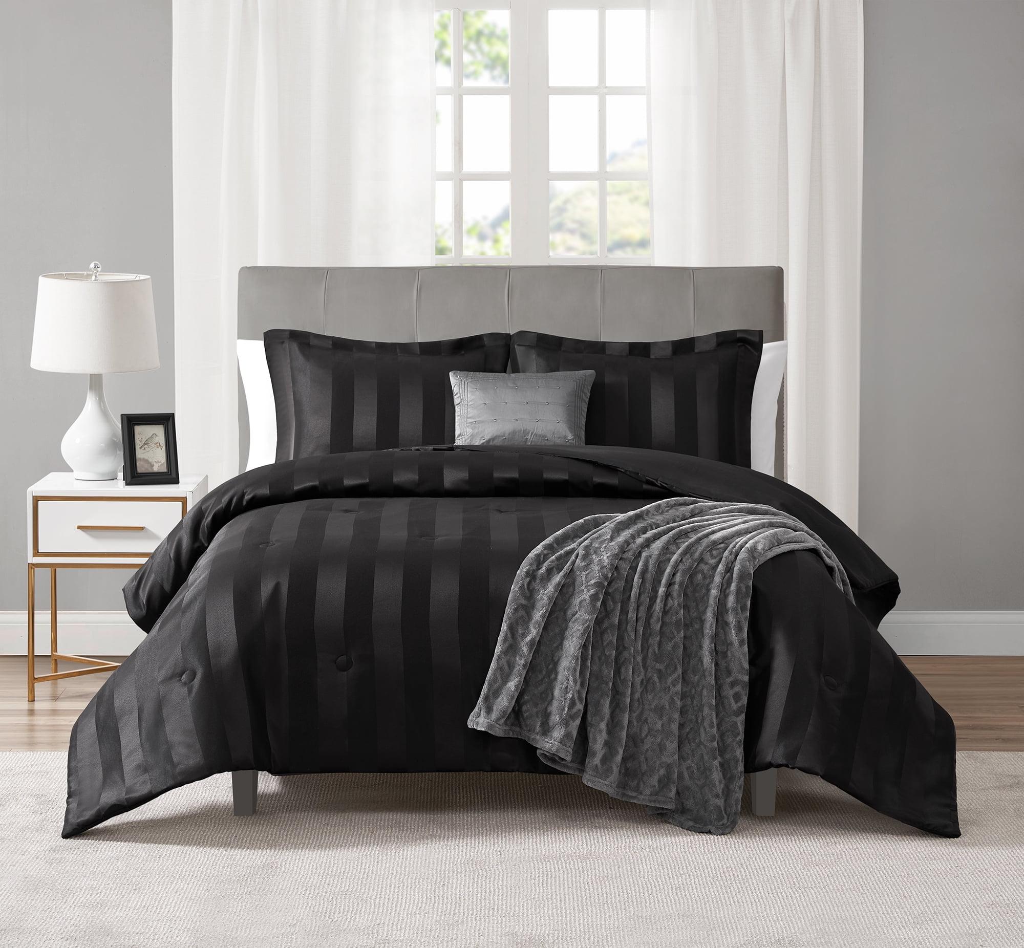 Mainstays 5-Piece Black Damask Stripe Comforter Set, King