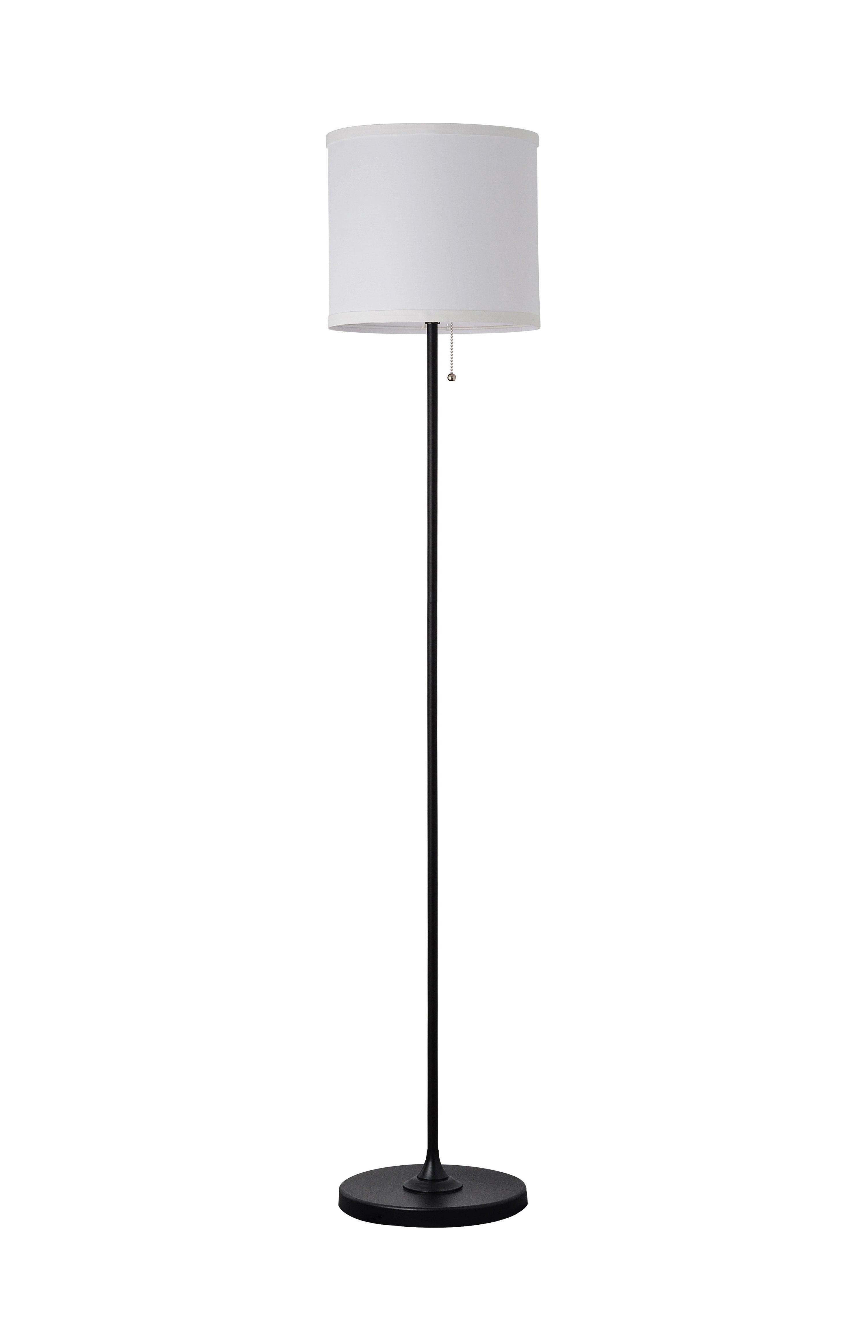 Black 56.5" Floor Lamp with White Fabric Shade