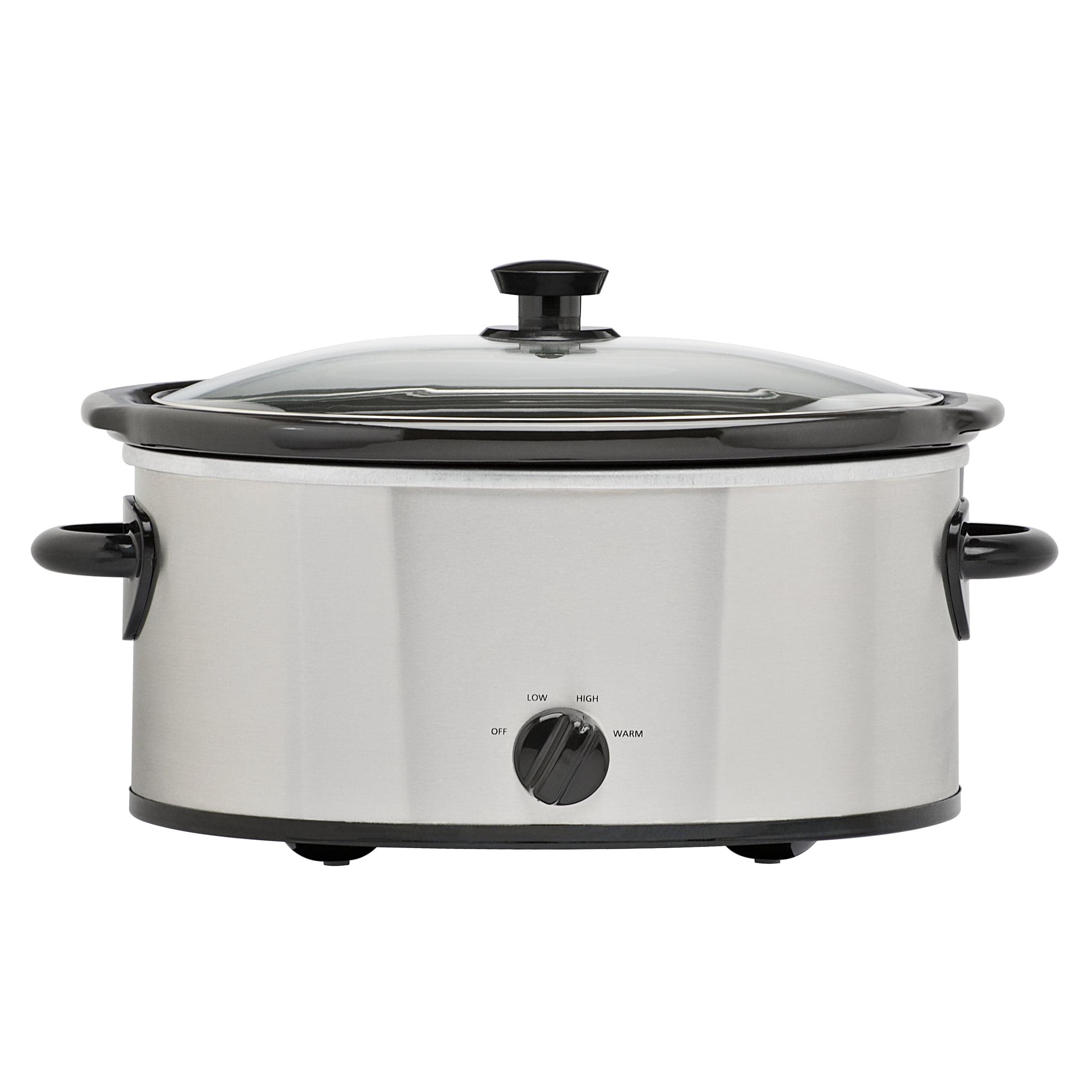 Mainstays 6 Quart Oval Slow Cooker, Stainless Steel Finish, Glass Lid, Model # MS54100112168S