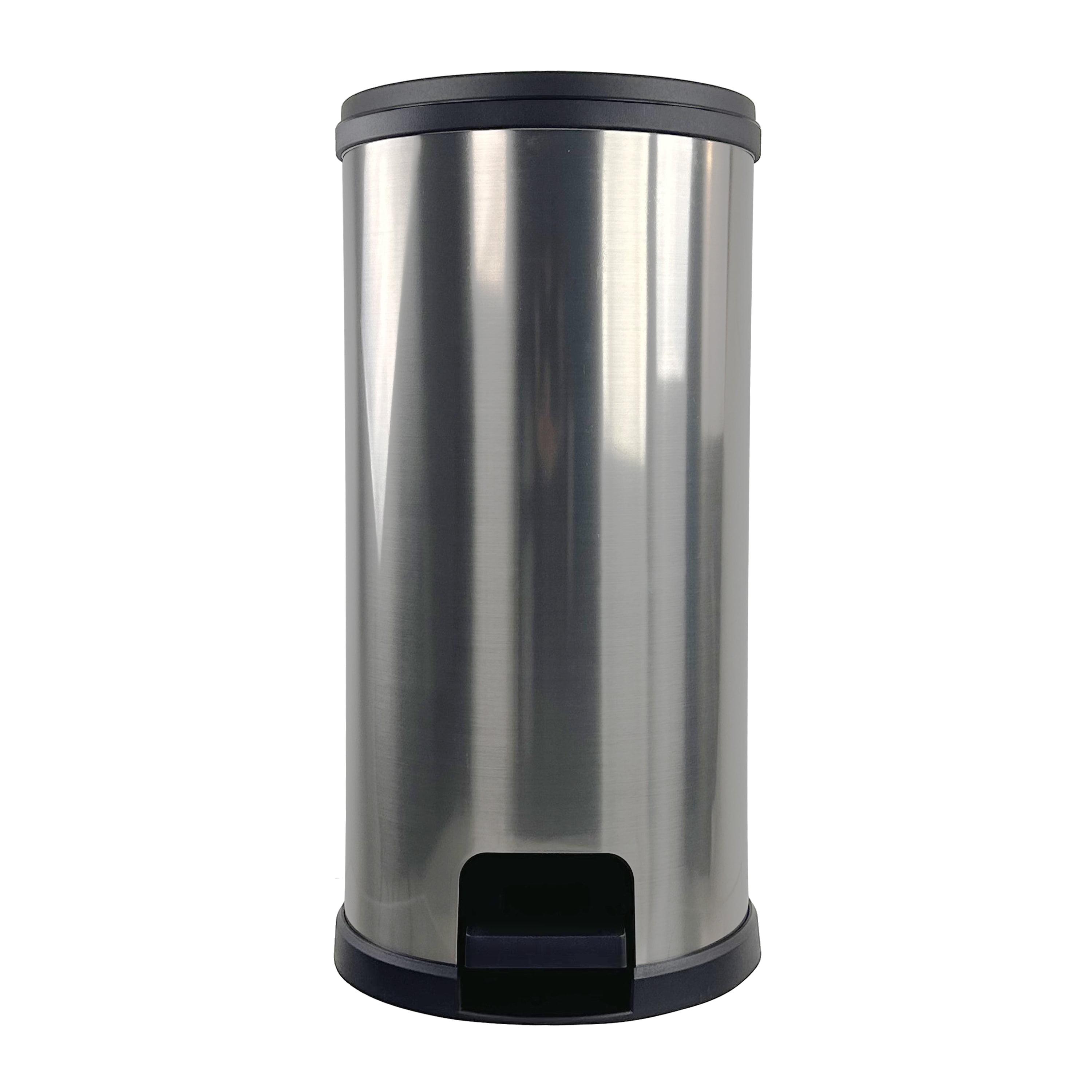 Silver Plastic 7.9 Gallon Round Step Trash Can