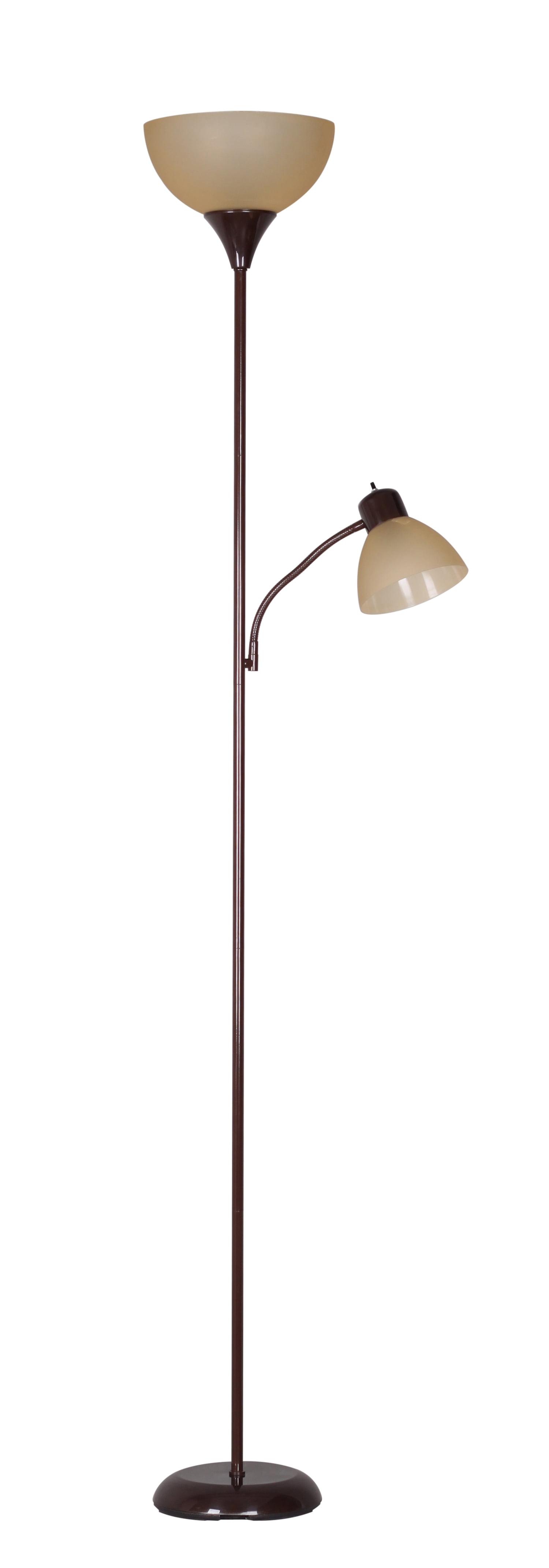 72'' Brown Adjustable Combo Floor Lamp with Reading Light