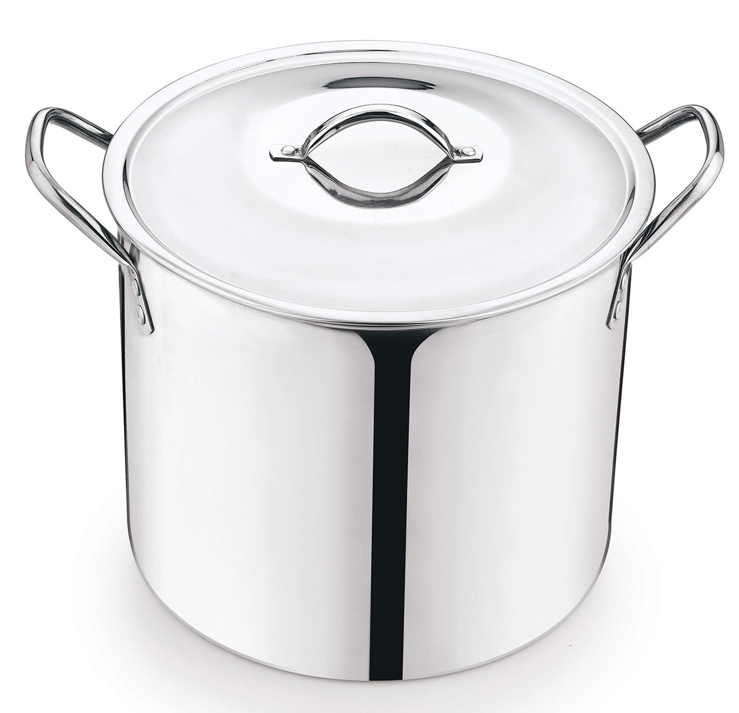 Mainstays 8-Qt Stainless Steel Stock Pot with Metal Lid, Ultra Durable, Stay-Cool Handles, Hand Wash Only