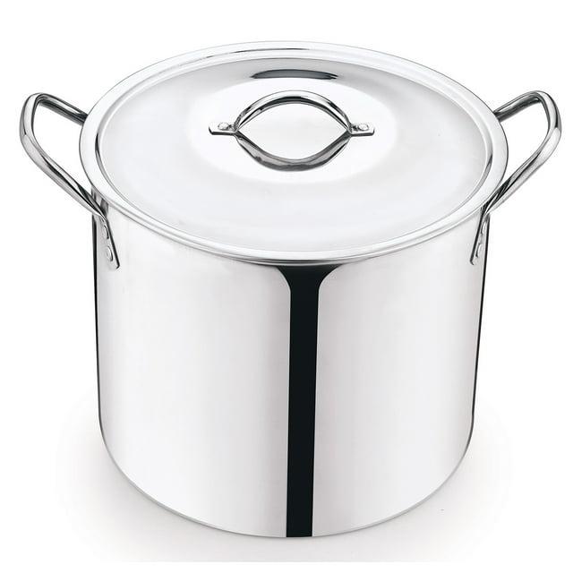 Mainstays 8-Qt Stainless Steel Stock Pot with Metal Lid, Ultra Durable, Stay-Cool Handles, Hand Wash Only