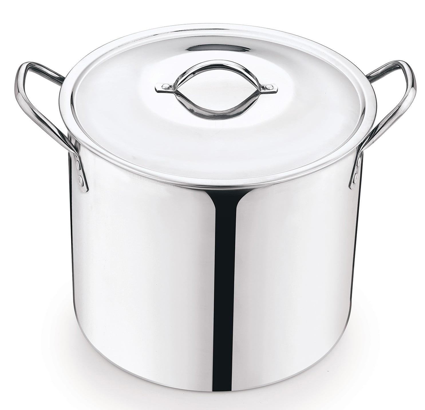 8-Quart Stainless Steel Stock Pot with Metal Lid and Stay-Cool Handles