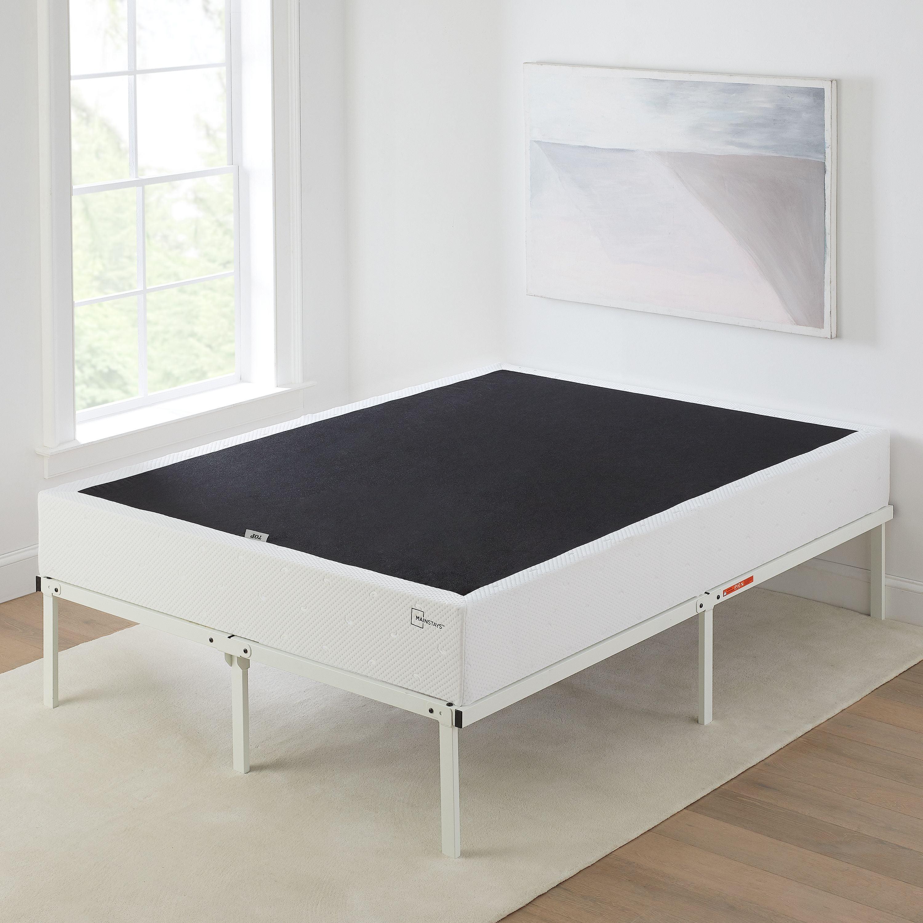 Queen Size White and Black Steel Box Spring with Polyester Cover